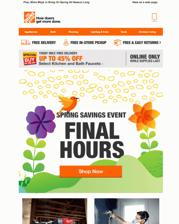 HomeDepo Spring Savings Sale Email